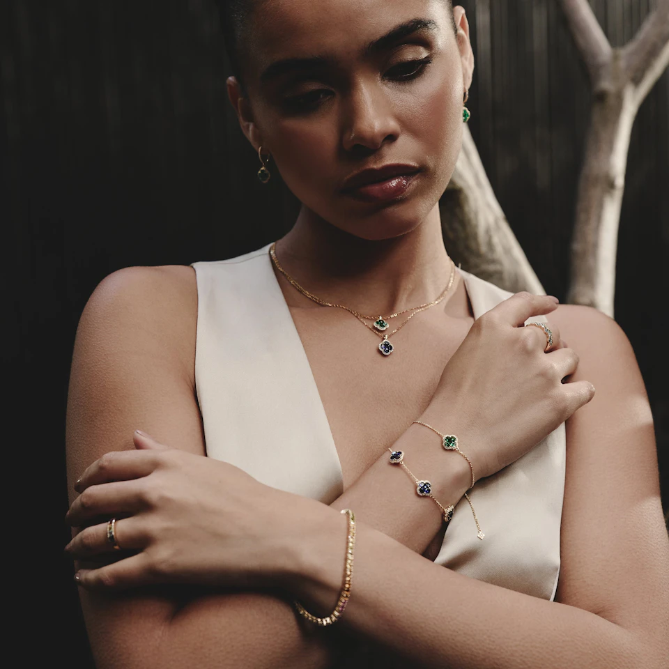 Alegria 1.01ct Emerald and Lab Diamond Bracelet in 9K Yellow Gold