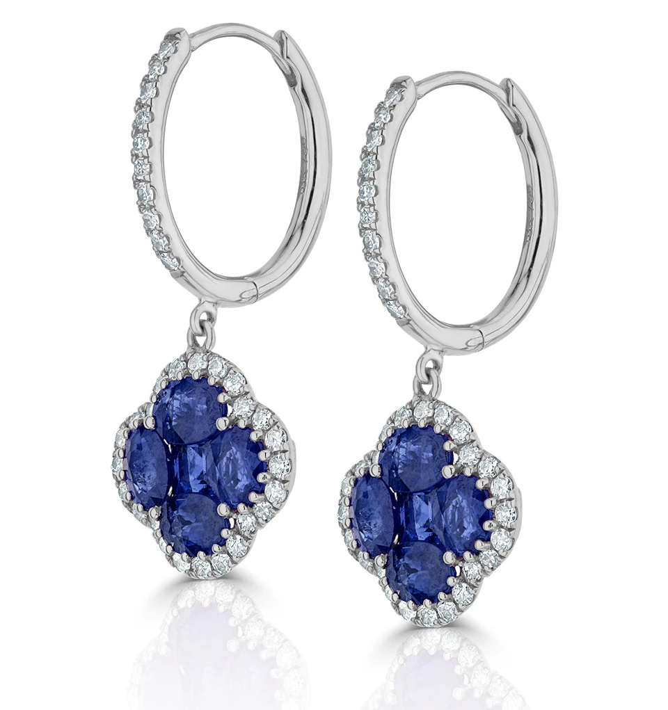 Sapphire 2.15ct And Diamond 18K White Gold Alegria Earrings