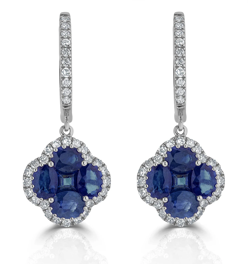 Sapphire 2.15ct And Diamond 18K White Gold Alegria Earrings