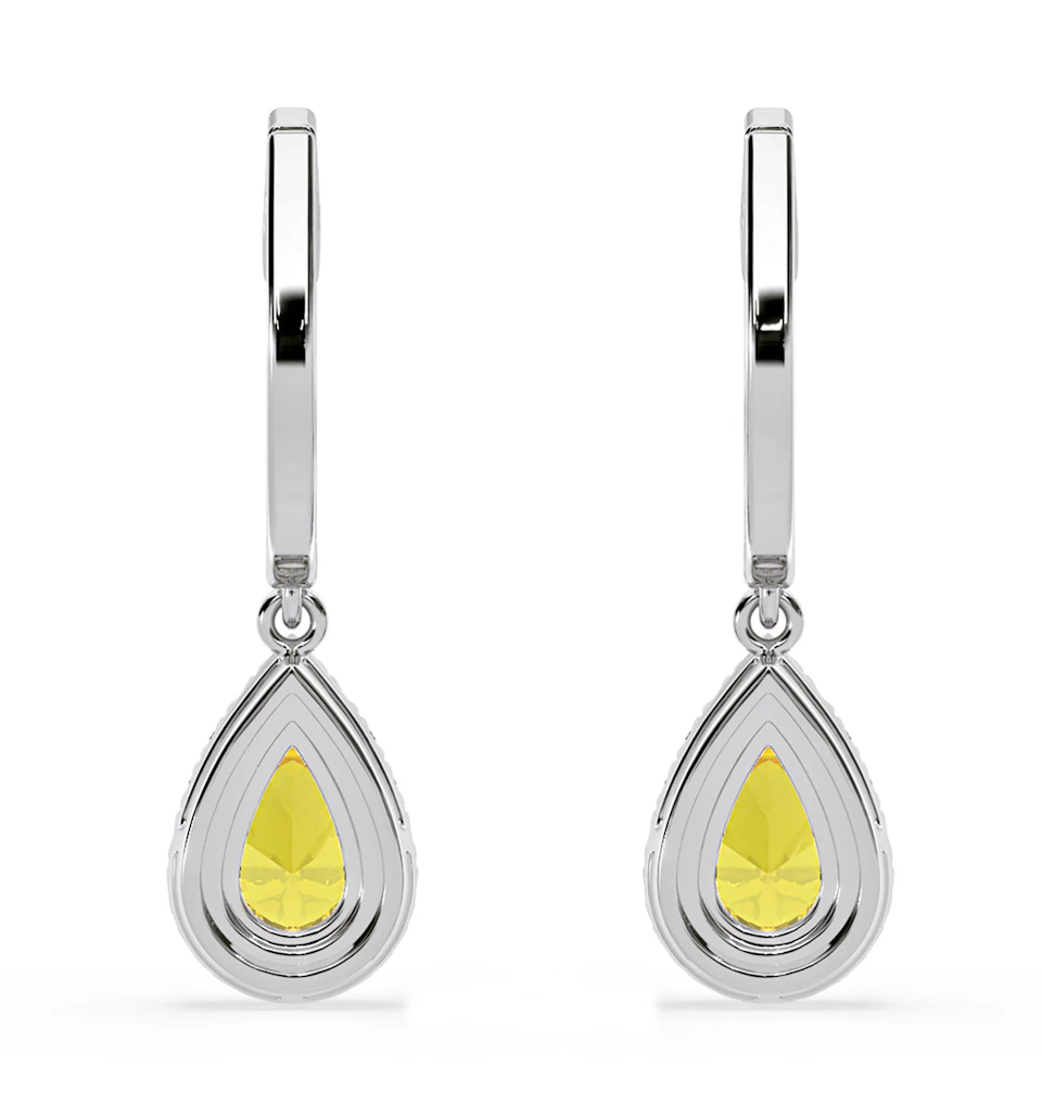 Diana Yellow Lab Diamond 1.48ct Pear Halo Drop Earrings in 18K White Gold - Elara Collection
