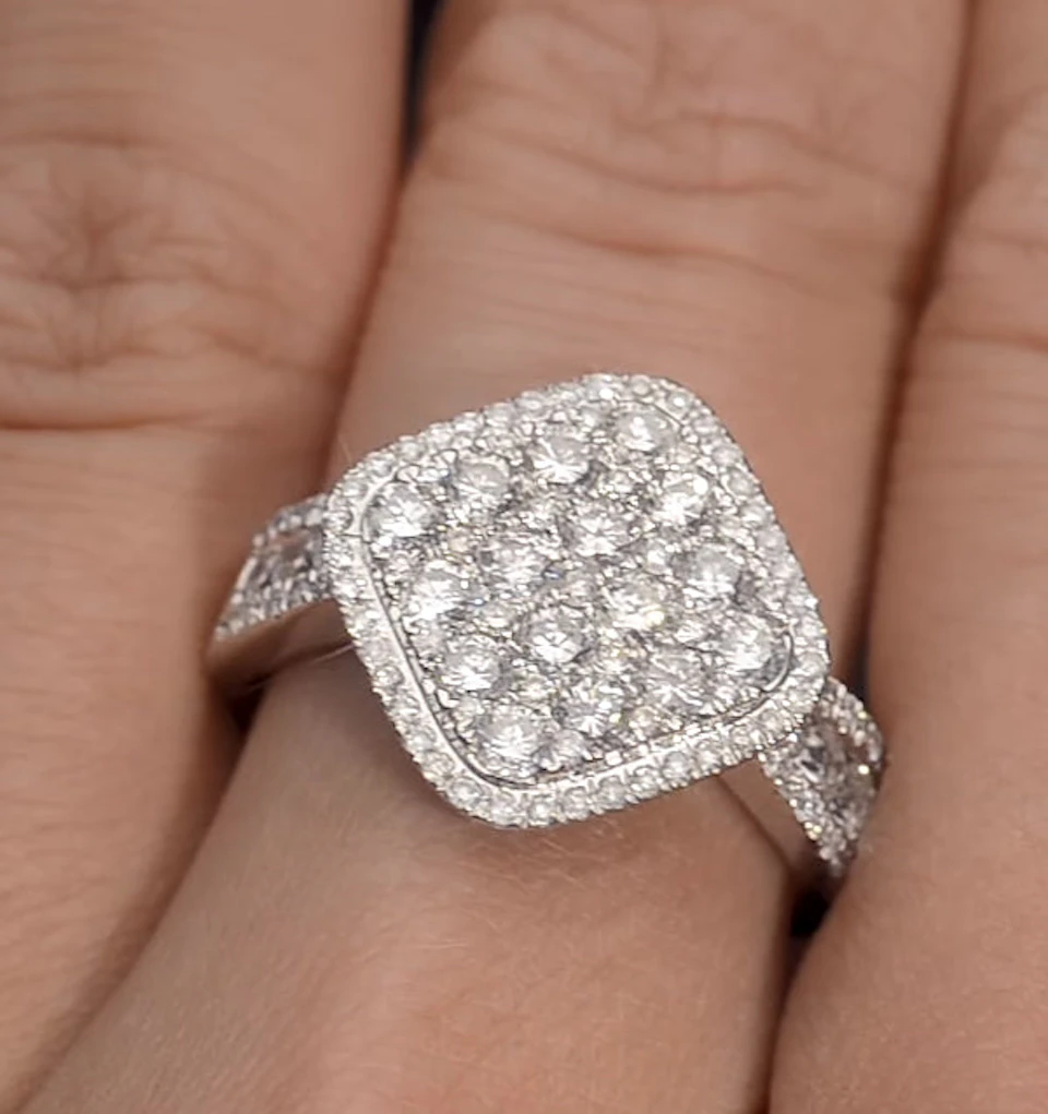 Diamond Galileo 1.75CT Side Stone Ring in 18K White Gold Ring - N4536Y