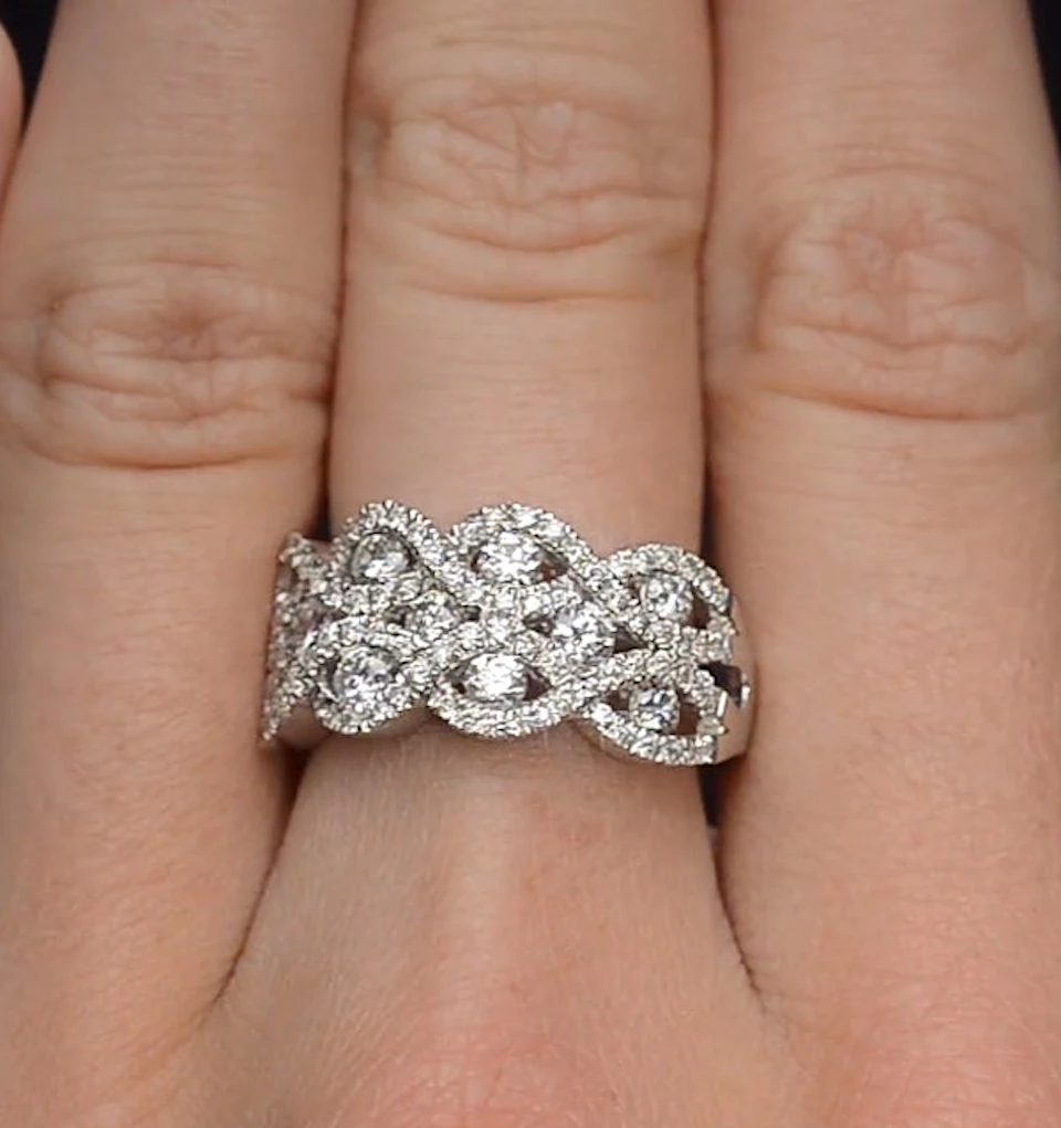 Diamond Weave 18K White Gold Ring 1.20CT H/Si - N4542Y