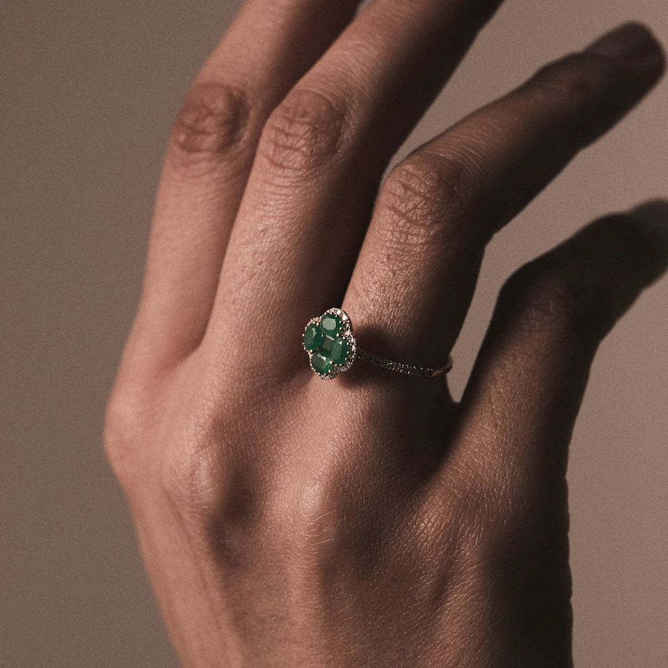 Alegria Lab Emerald Ring 0.75ct in 18k Gold Vermeil