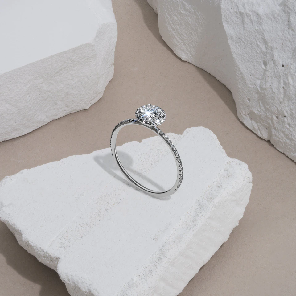 Ella Halo Lab Diamond Engagement Ring 0.55ct in 9K White Gold