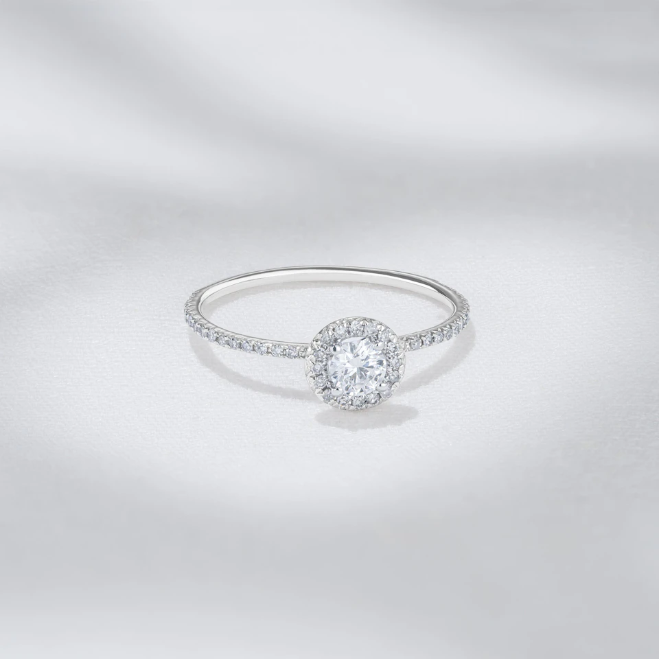 Ella Halo Lab Diamond Engagement Ring 0.55ct in 9K White Gold