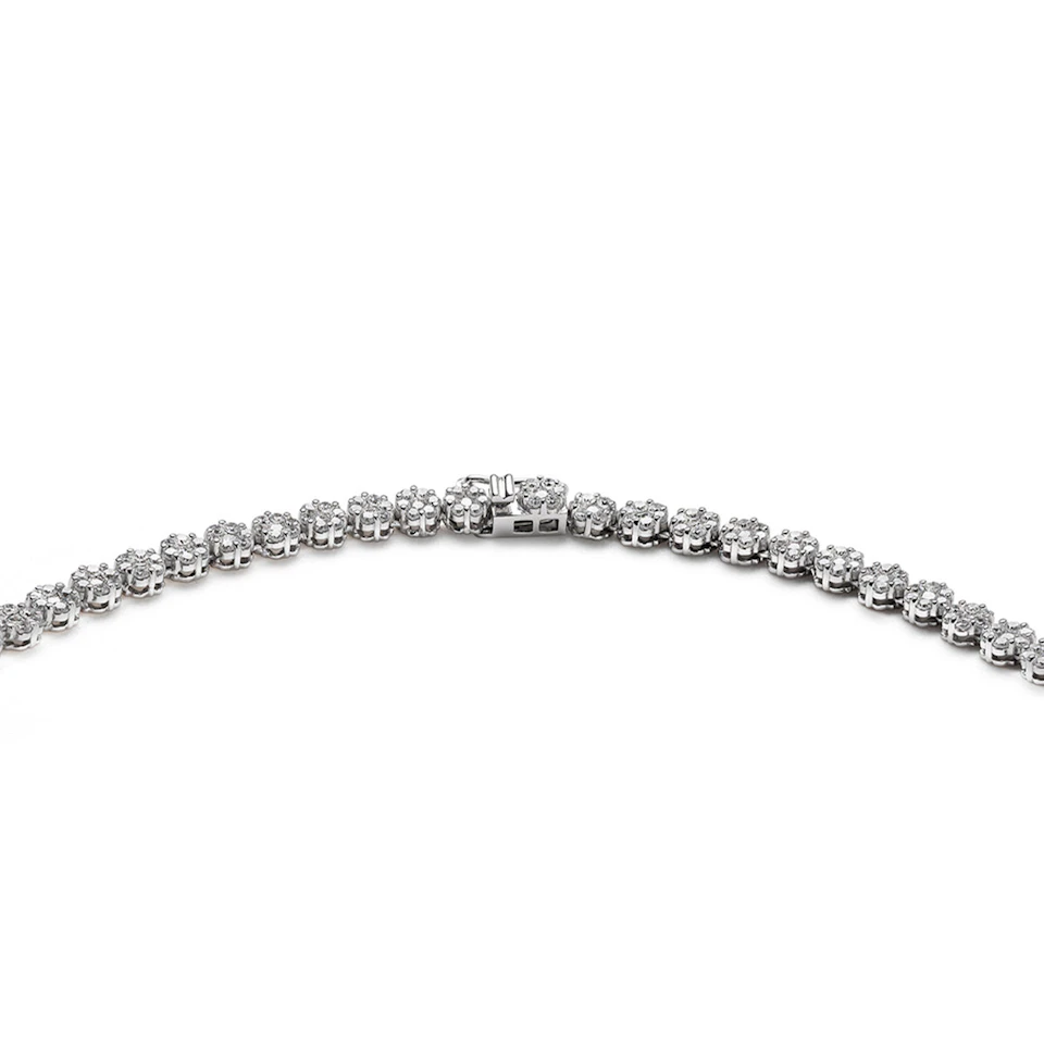 10.00ct Lab Diamond Cluster Tennis Necklace in 9K White Gold H/SI