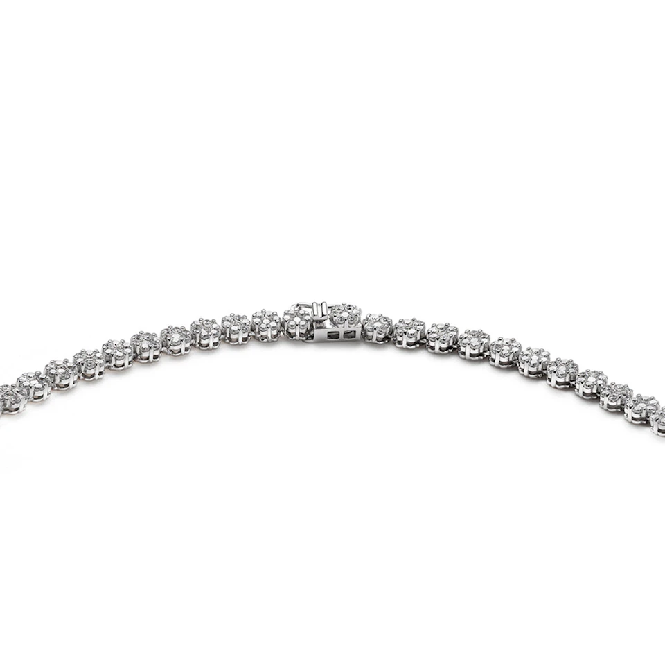 18KW Diamond Cluster Necklace 10.00ct H/Si