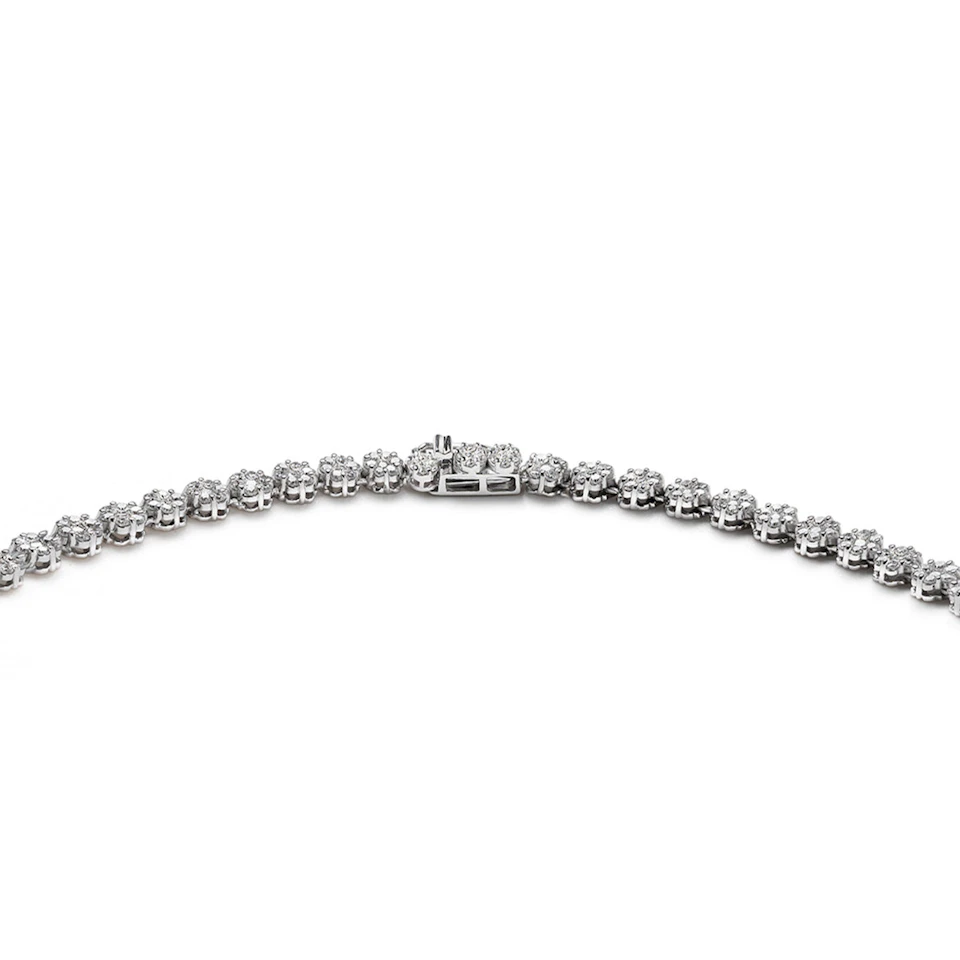 18KW Diamond Cluster Necklace 3.00ct H/Si