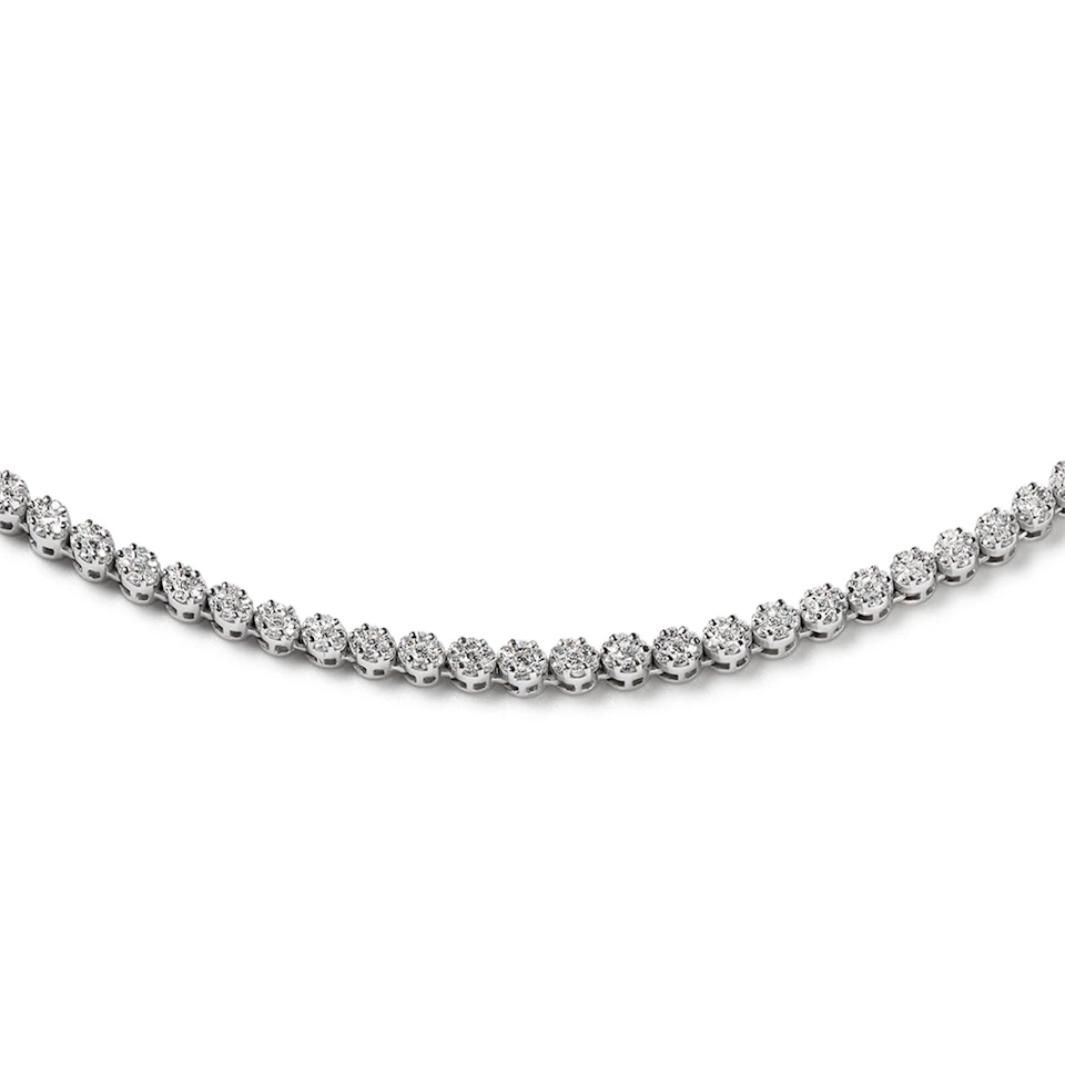 5.00ct Lab Diamond Cluster Tennis Necklace in 9K White Gold H/SI