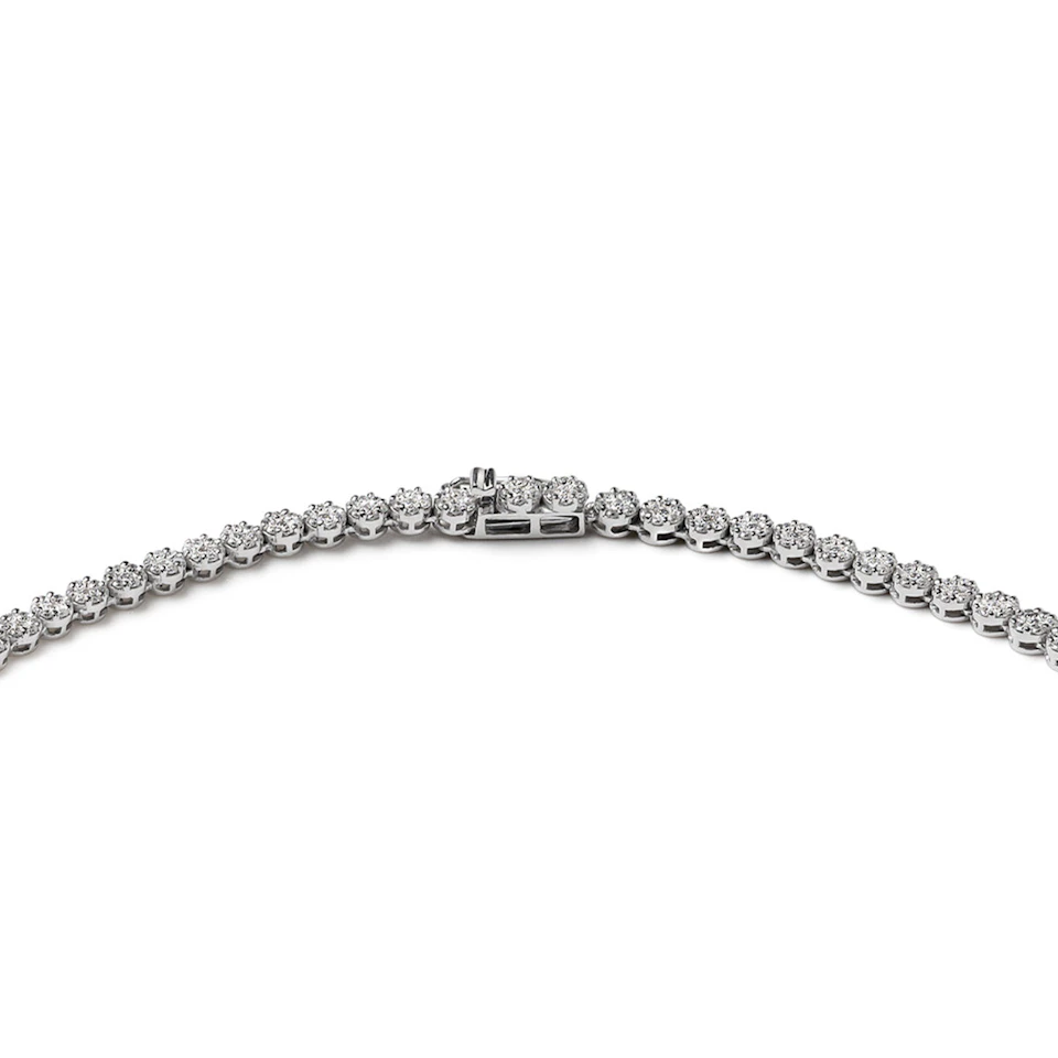 5.00ct Lab Diamond Cluster Tennis Necklace in 9K White Gold H/SI