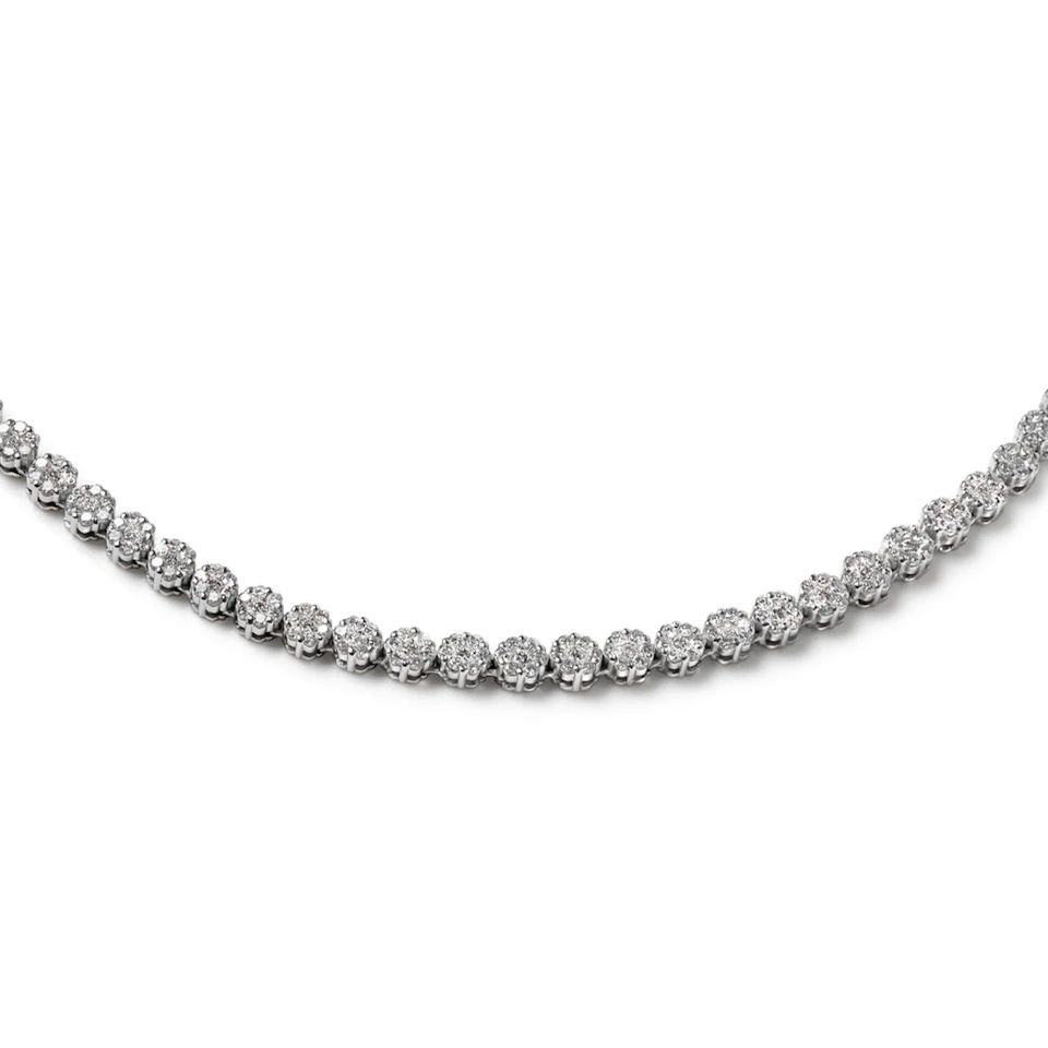 18KW Diamond Cluster Necklace 7.00ct H/Si