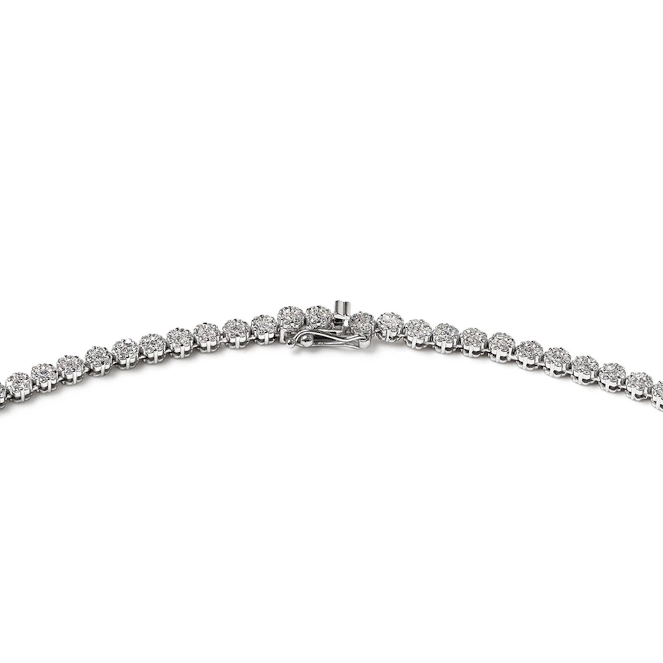 18KW Diamond Cluster Necklace 7.00ct H/Si