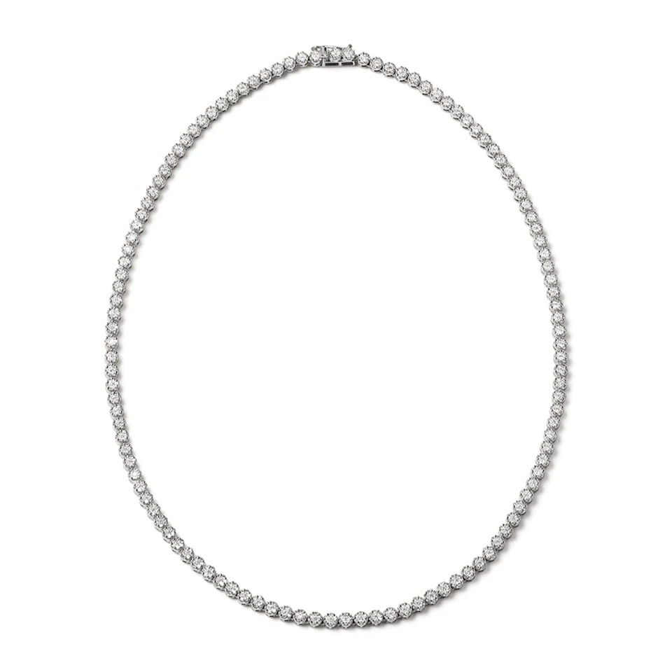 7.00ct Lab Diamond Cluster Tennis Necklace in 9K White Gold H/SI