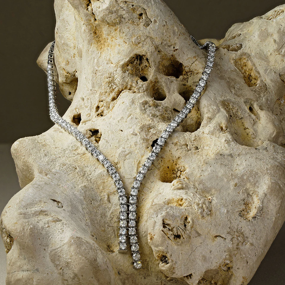 10.00ct Lab Diamond Drop Tennis Necklace in 9K White Gold H/SI