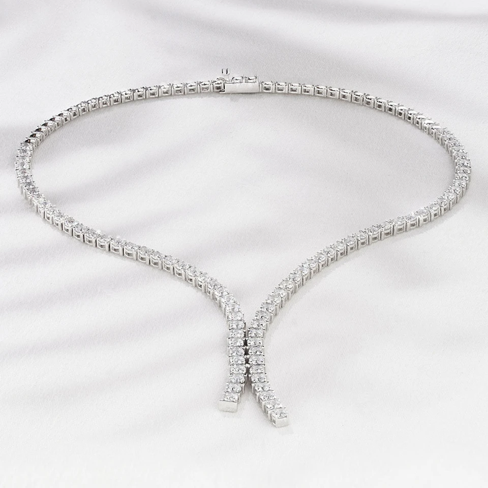 10.00ct Lab Diamond Drop Tennis Necklace in 9K White Gold H/SI