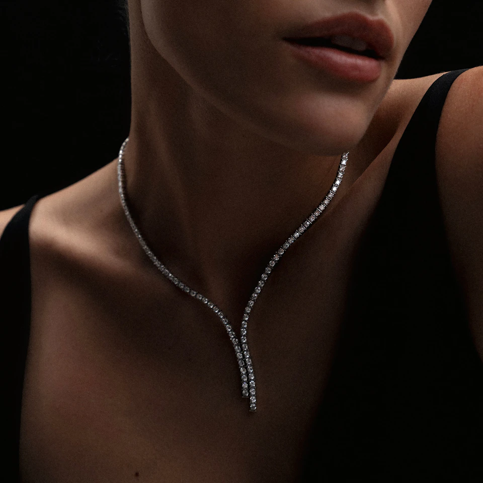 10.00ct Lab Diamond Drop Tennis Necklace in 9K White Gold H/SI