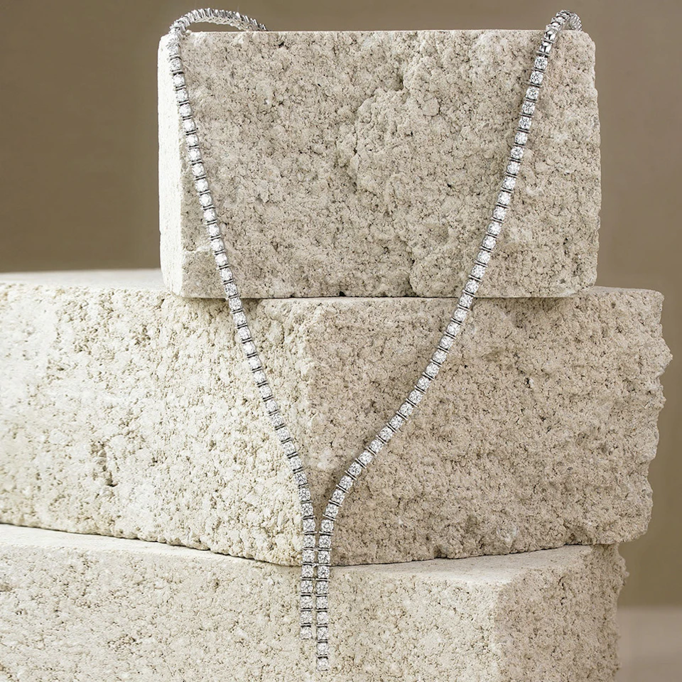 7.00ct Lab Diamond Drop Tennis Necklace in 9K White Gold H/SI