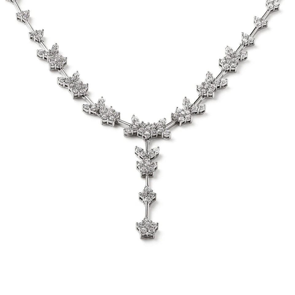 5.00ct Lab Diamond Flower Drop Necklace in 9K White Gold H/SI