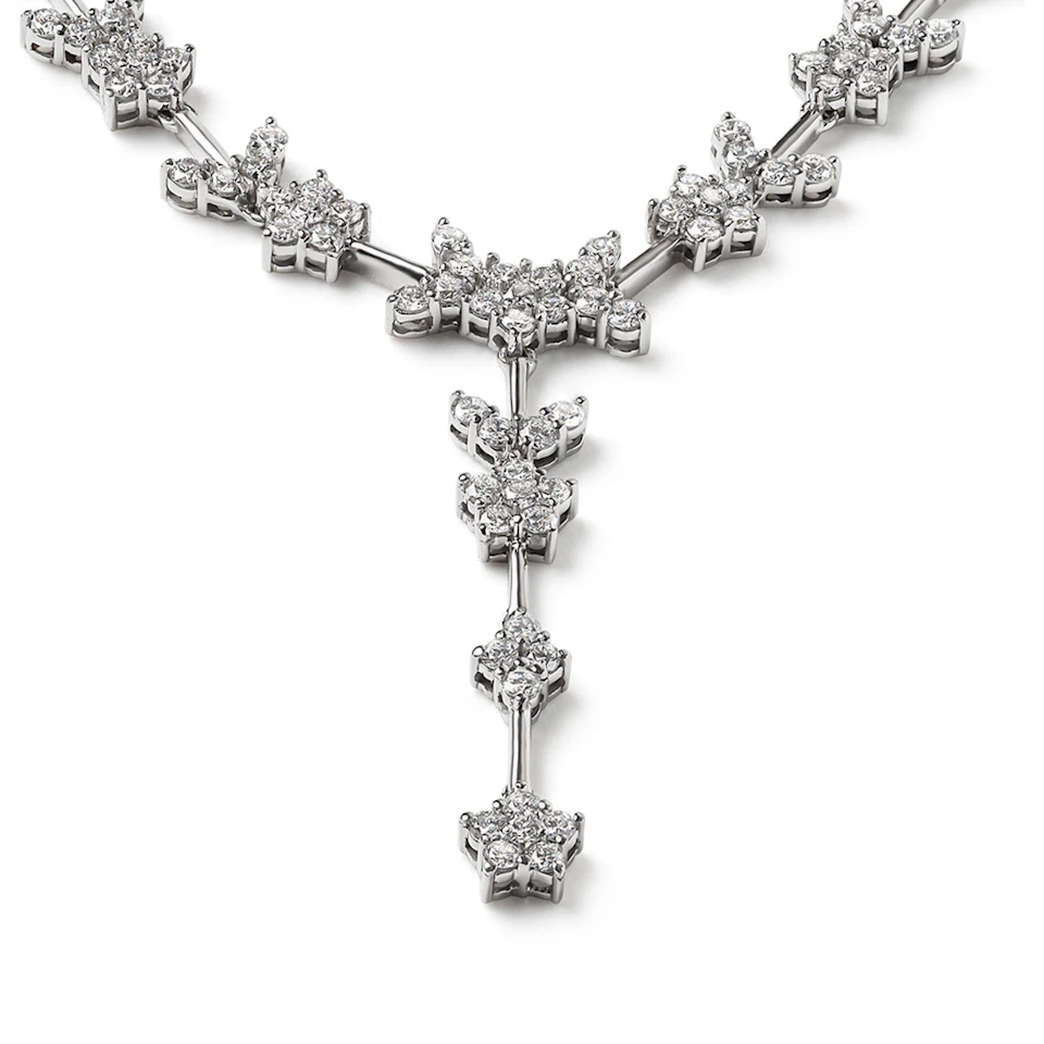 5.00ct Lab Diamond Flower Drop Necklace in 9K White Gold H/SI