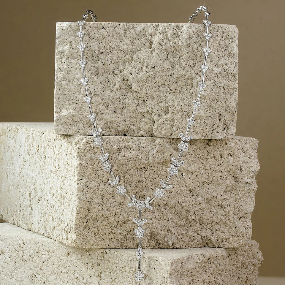 5.00ct Lab Diamond Flower Drop Necklace in 9K White Gold H/SI