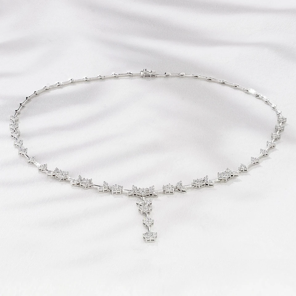 5.00ct Lab Diamond Flower Drop Necklace in 9K White Gold H/SI