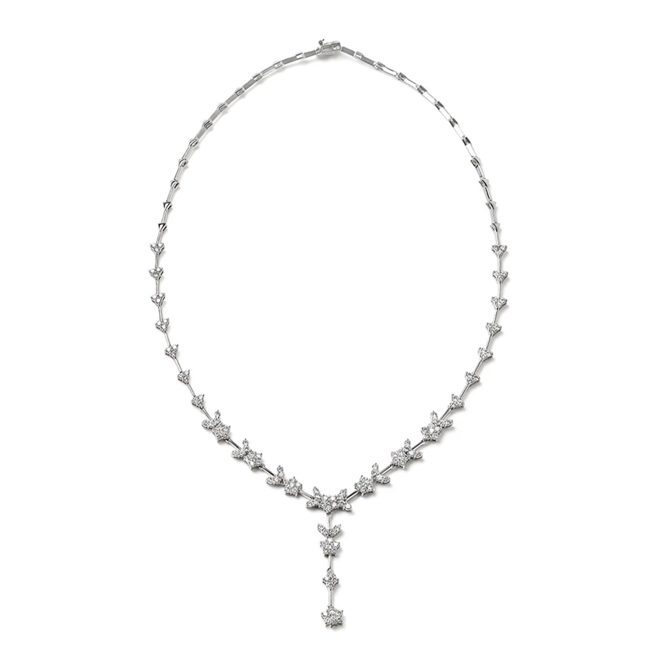 5.00ct Lab Diamond Flower Drop Necklace in 9K White Gold H/SI