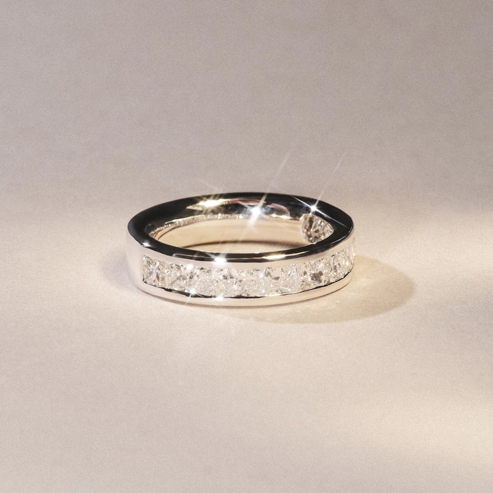 Eterna Lab Diamond Princess Cut Half Eternity Ring 2.00ct F/VS in 9K White Gold
