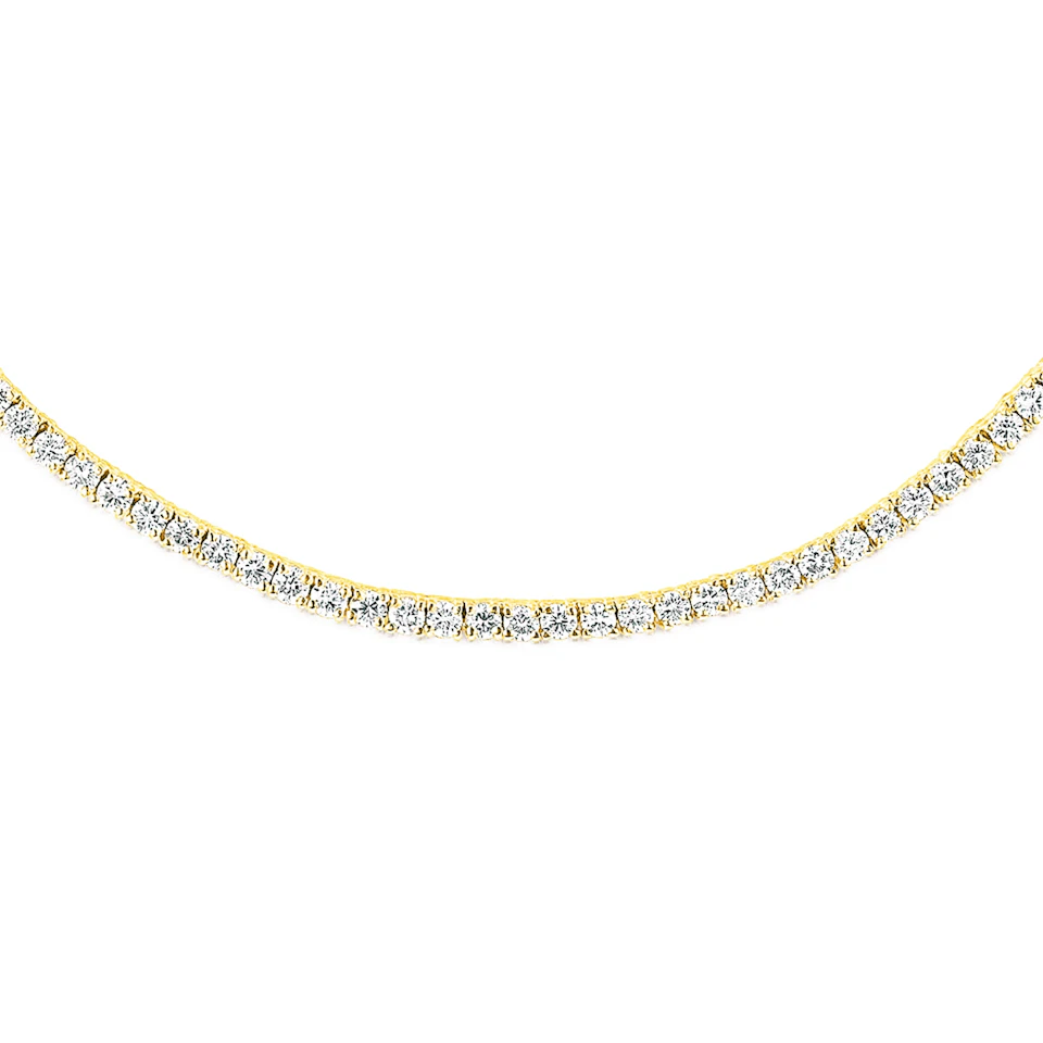8.00ct Lab Diamond Tennis Necklace in 9K Yellow Gold F/VS