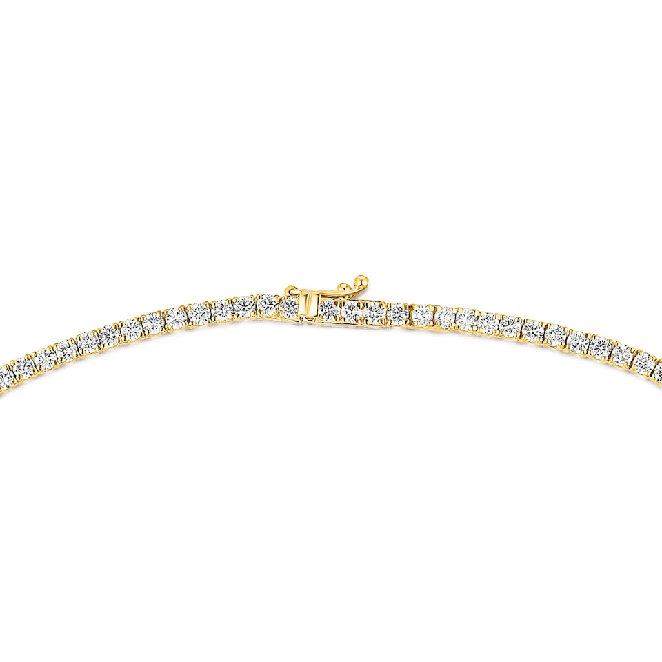8.00ct Lab Diamond Tennis Necklace in 9K Yellow Gold F/VS