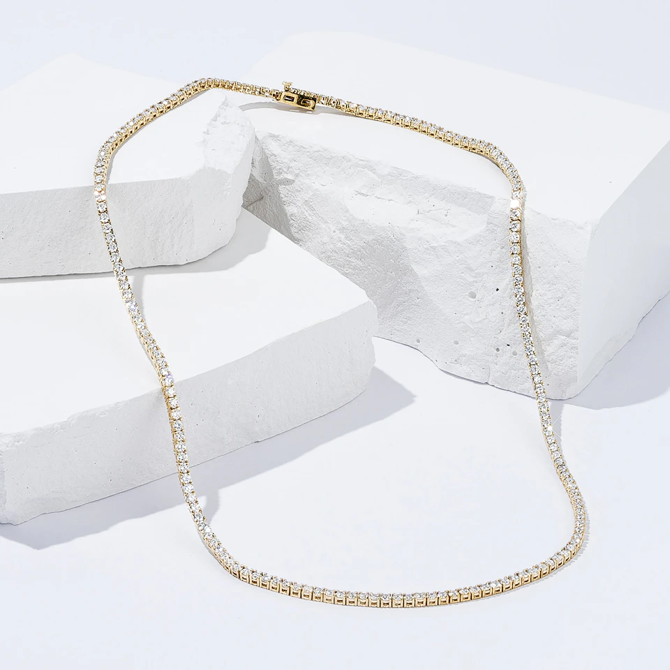 8.00ct Lab Diamond Tennis Necklace in 9K Yellow Gold F/VS