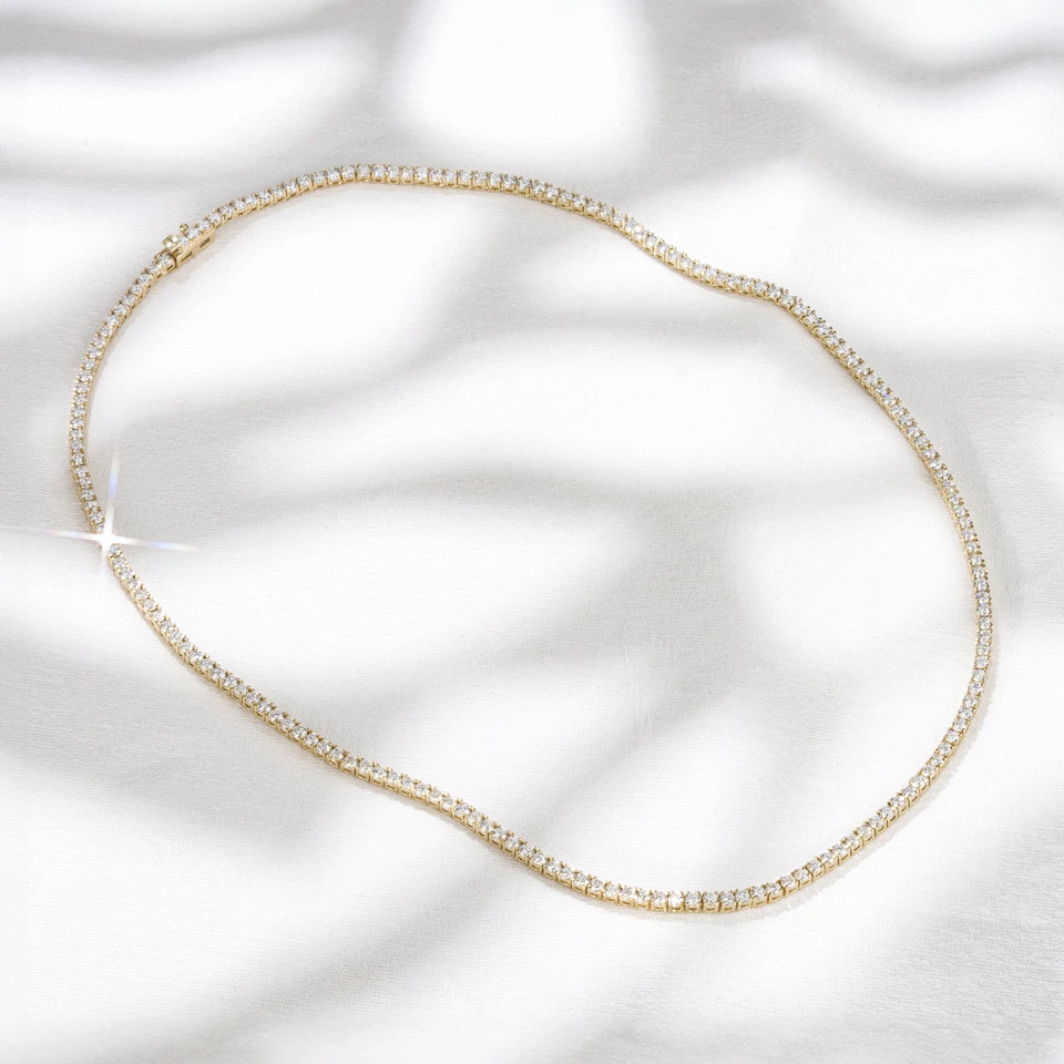 8.00ct Lab Diamond Tennis Necklace in 9K Yellow Gold F/VS