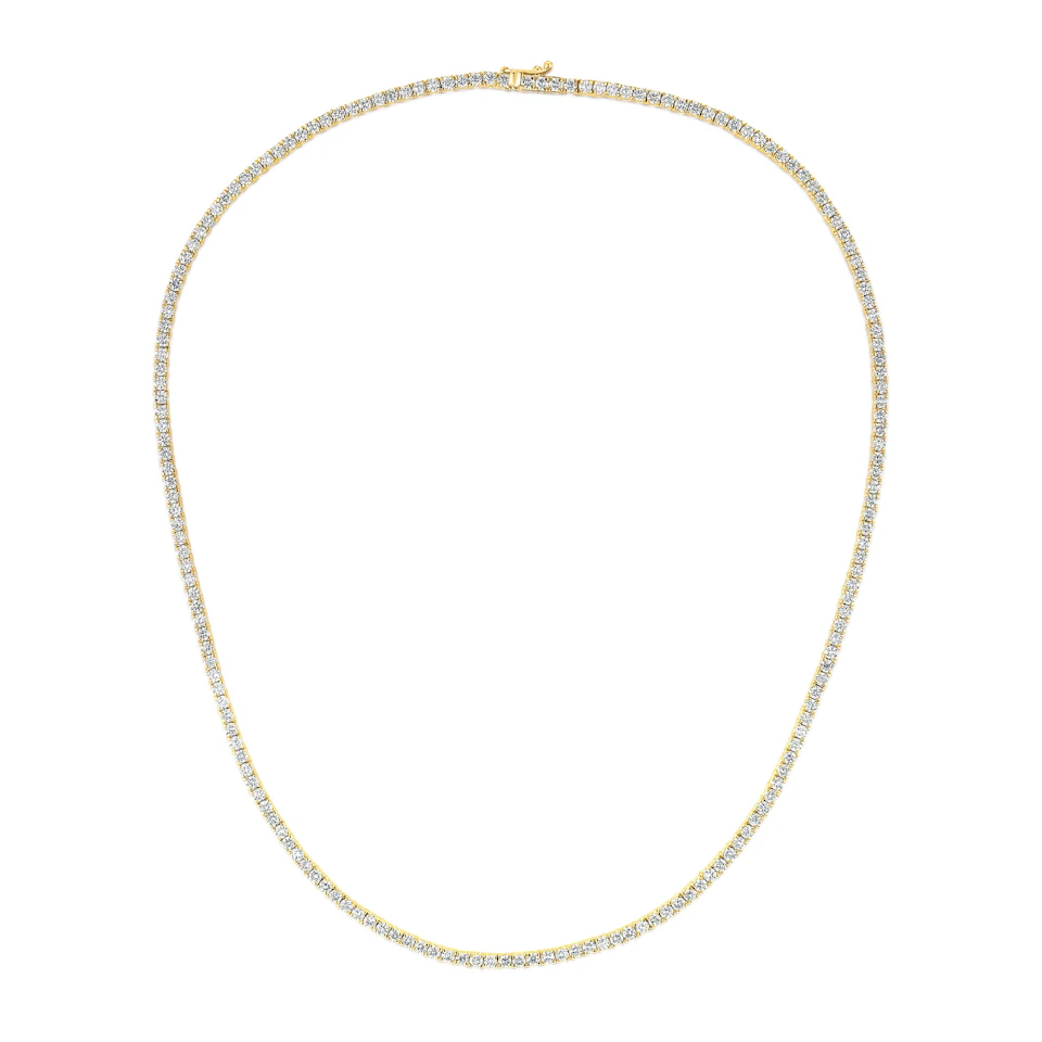 8.00ct Lab Diamond Tennis Necklace in 9K Yellow Gold F/VS