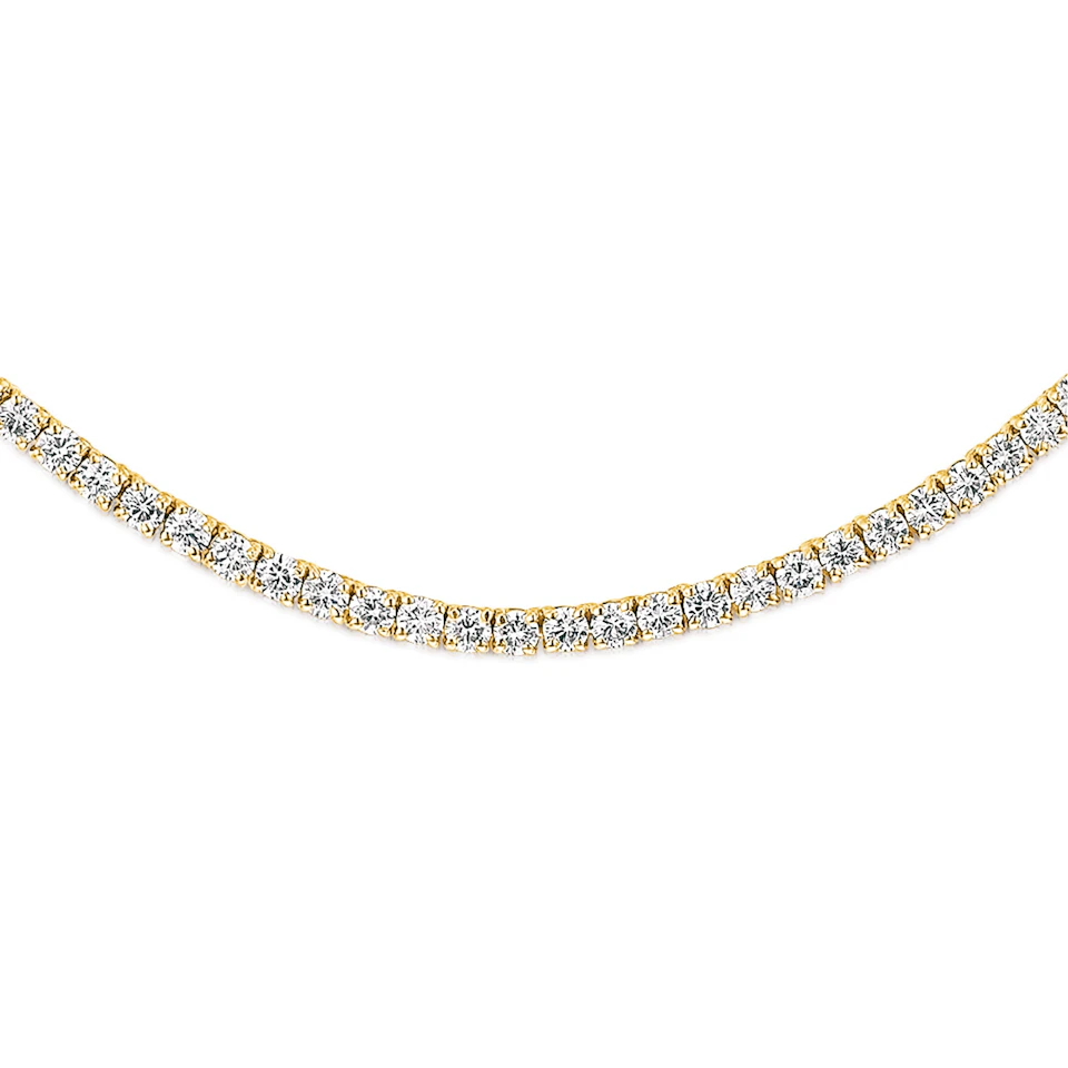 10.00ct Lab Diamond Tennis Necklace in 9K Yellow Gold F/VS