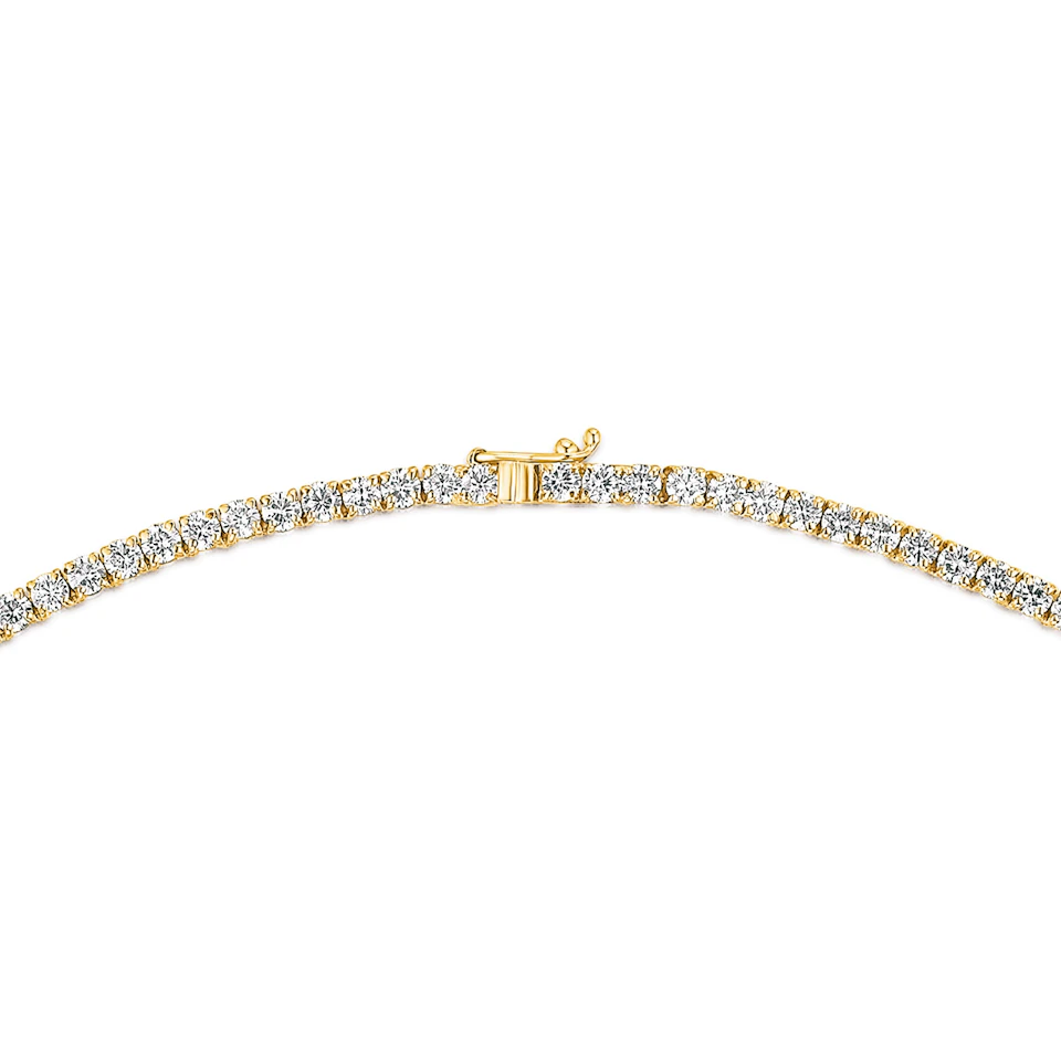 10.00ct Lab Diamond Tennis Necklace in 9K Yellow Gold F/VS