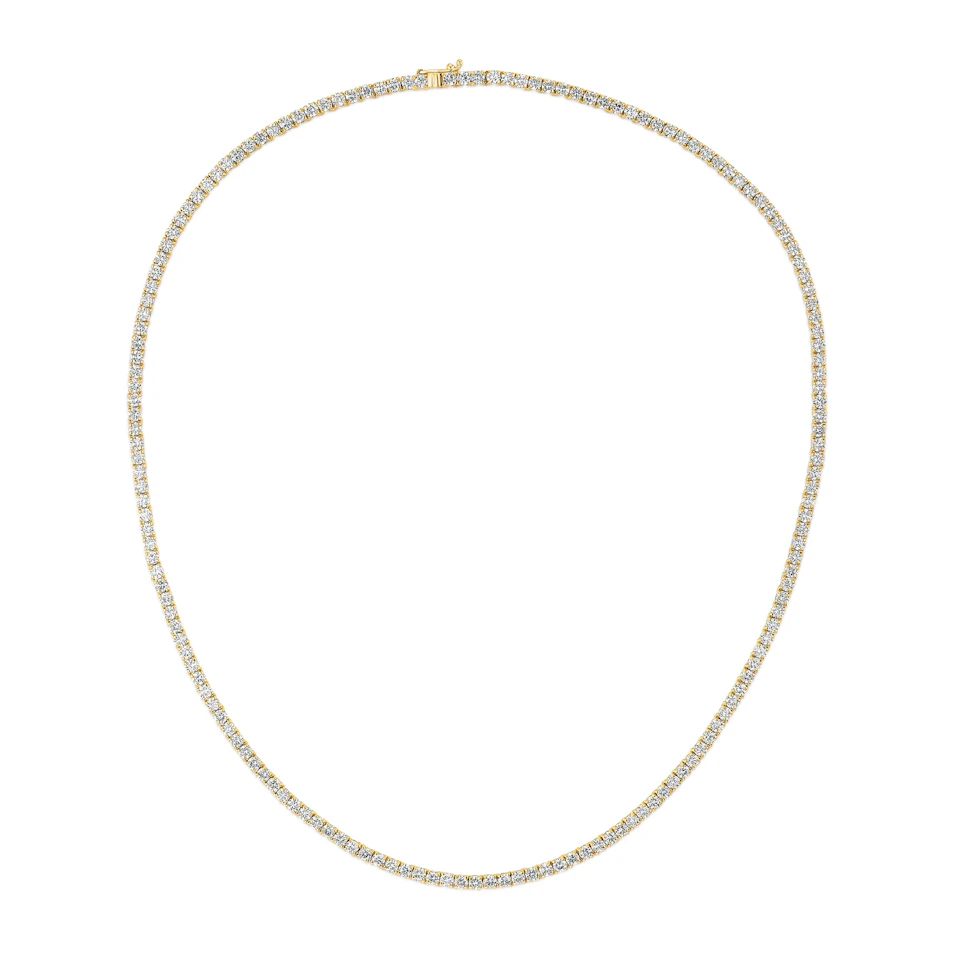 10.00ct Lab Diamond Tennis Necklace in 9K Yellow Gold F/VS