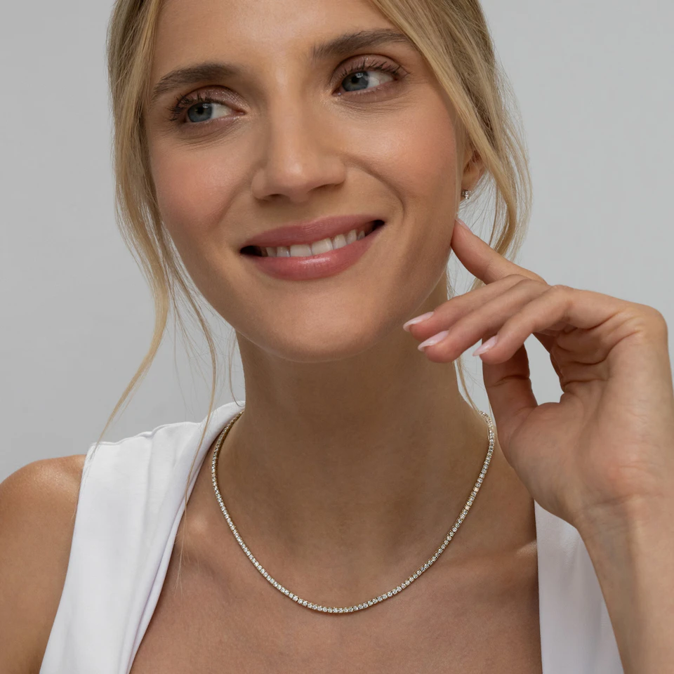 10.00ct Lab Diamond Tennis Necklace in 9K Yellow Gold F/VS