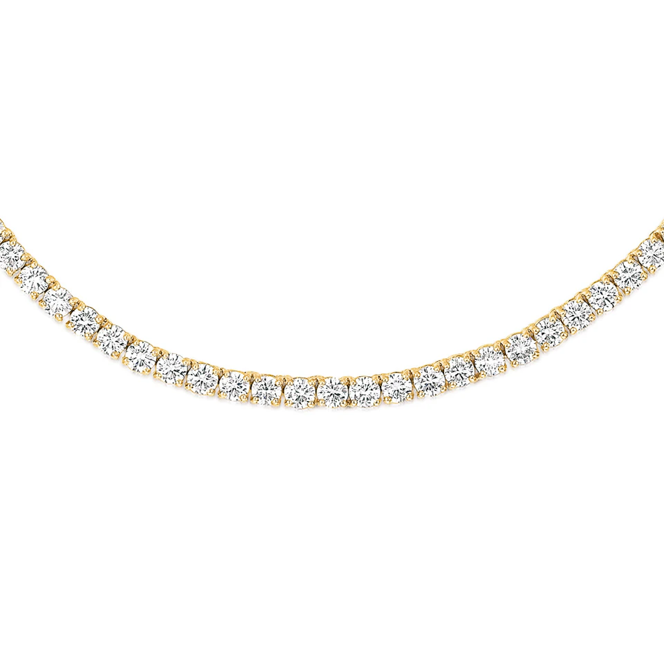 15.00ct Lab Diamond Tennis Necklace in 9K Yellow Gold F/VS