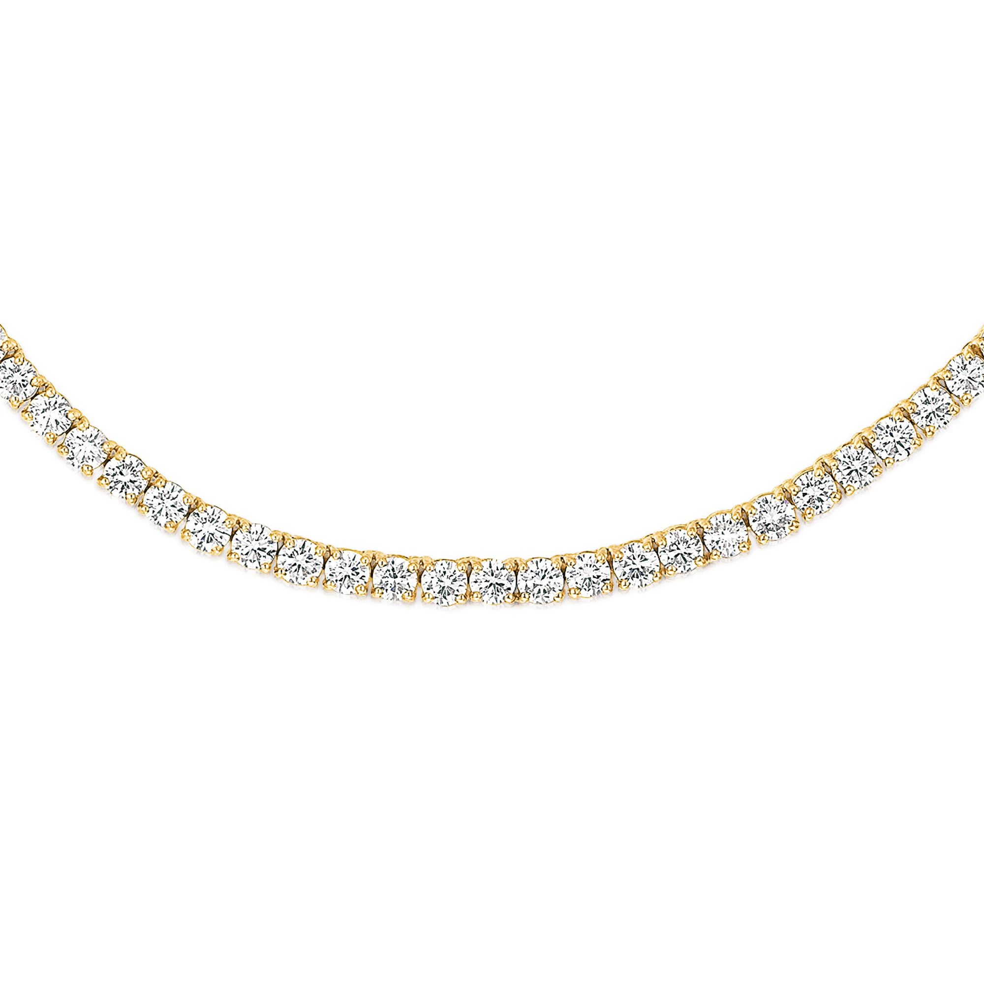 15.00ct Lab Diamond Tennis Necklace in 9K Yellow Gold G/VS