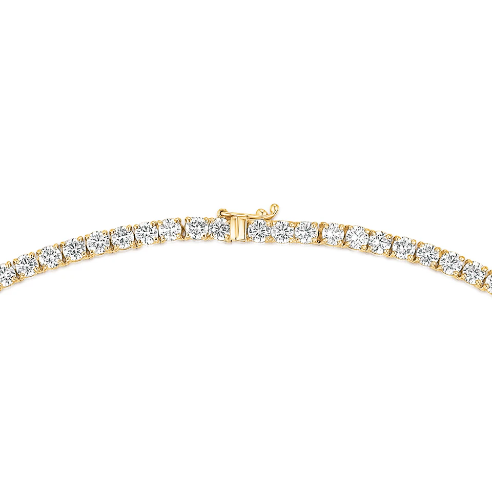 15.00ct Lab Diamond Tennis Necklace in 9K Yellow Gold F/VS