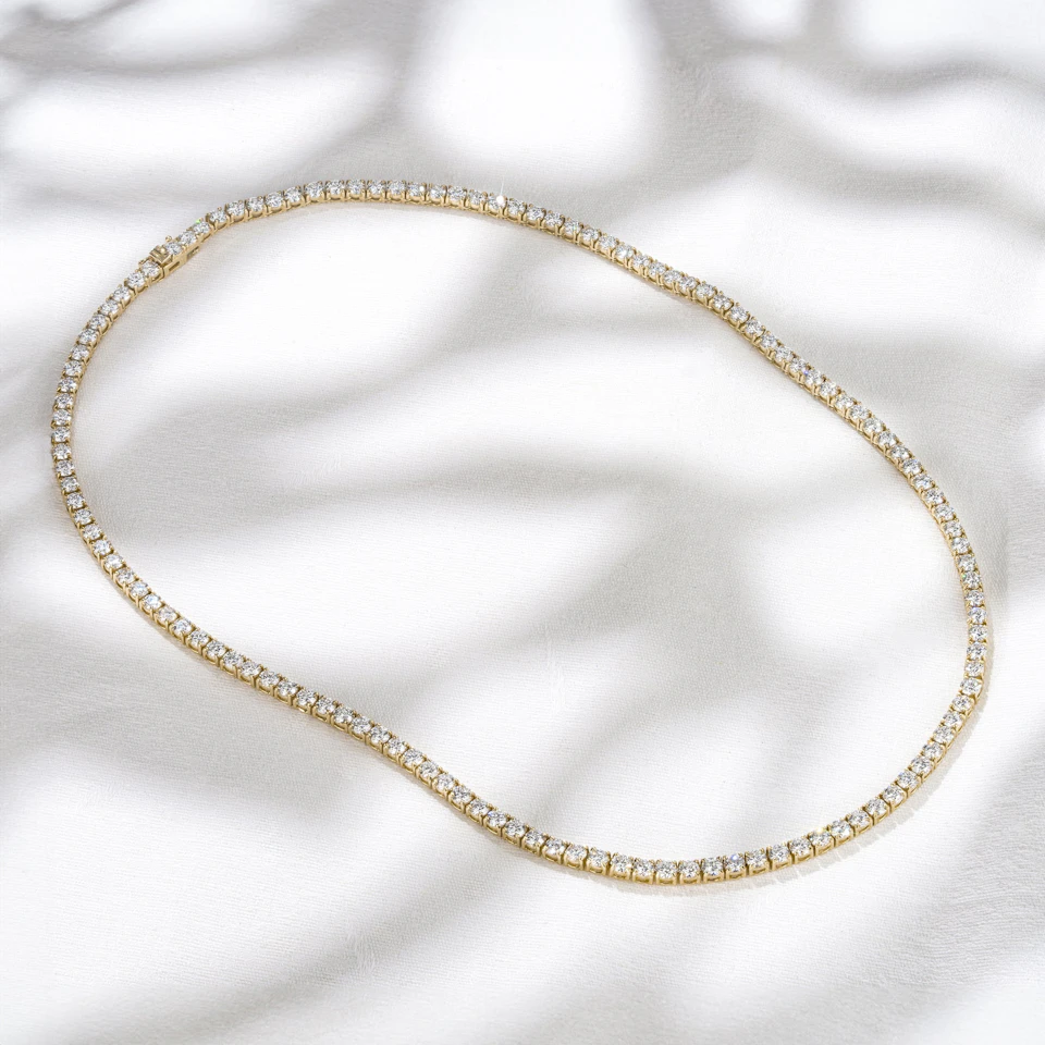 15.00ct Lab Diamond Tennis Necklace in 9K Yellow Gold F/VS