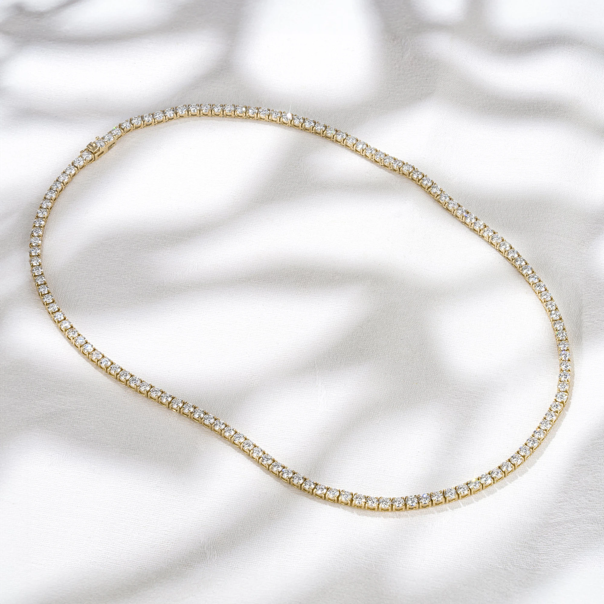 15.00ct Lab Diamond Tennis Necklace in 9K Yellow Gold G/VS