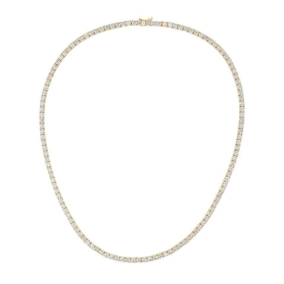 15.00ct Lab Diamond Tennis Necklace in 9K Yellow Gold F/VS