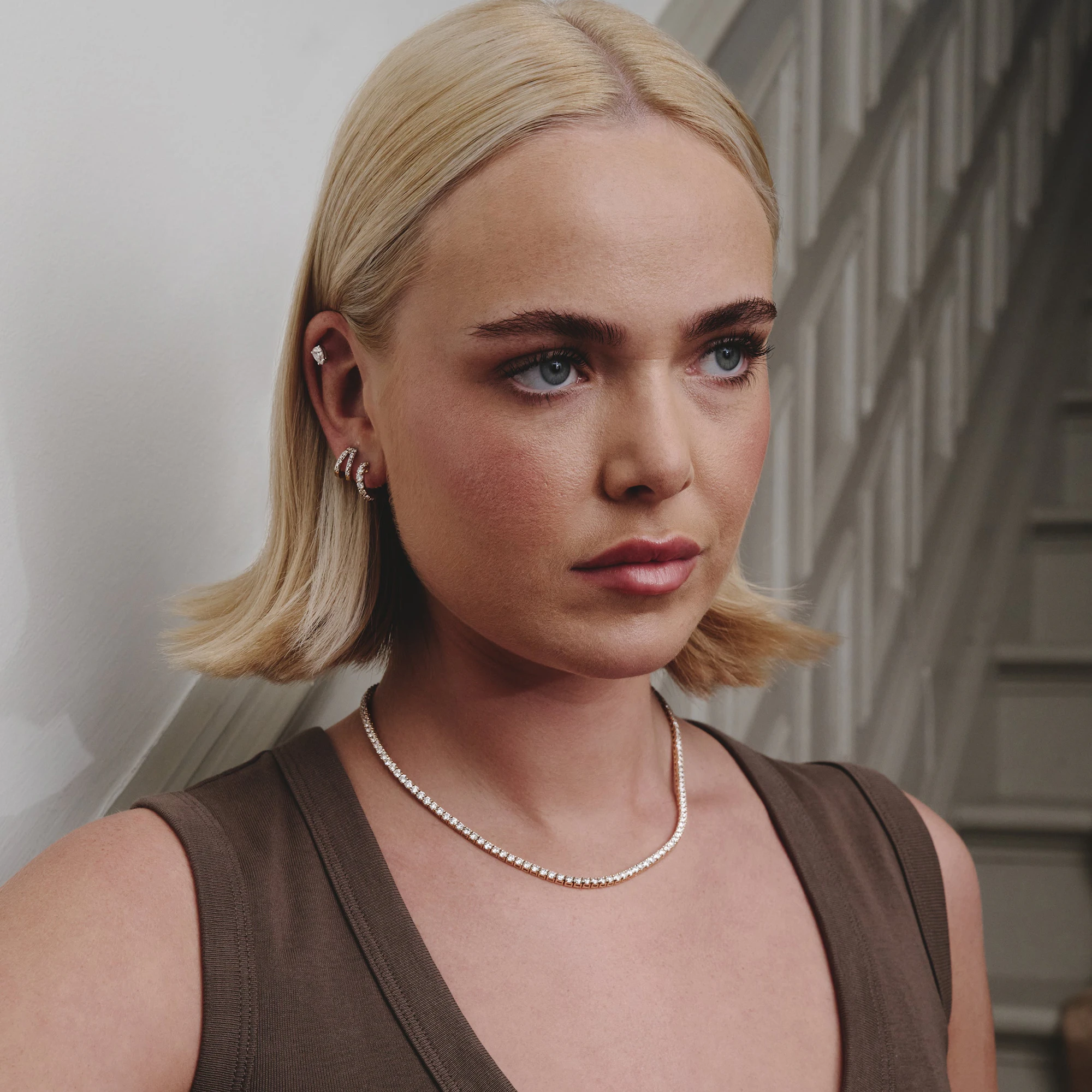 15.00ct Lab Diamond Tennis Necklace in 9K Yellow Gold G/VS