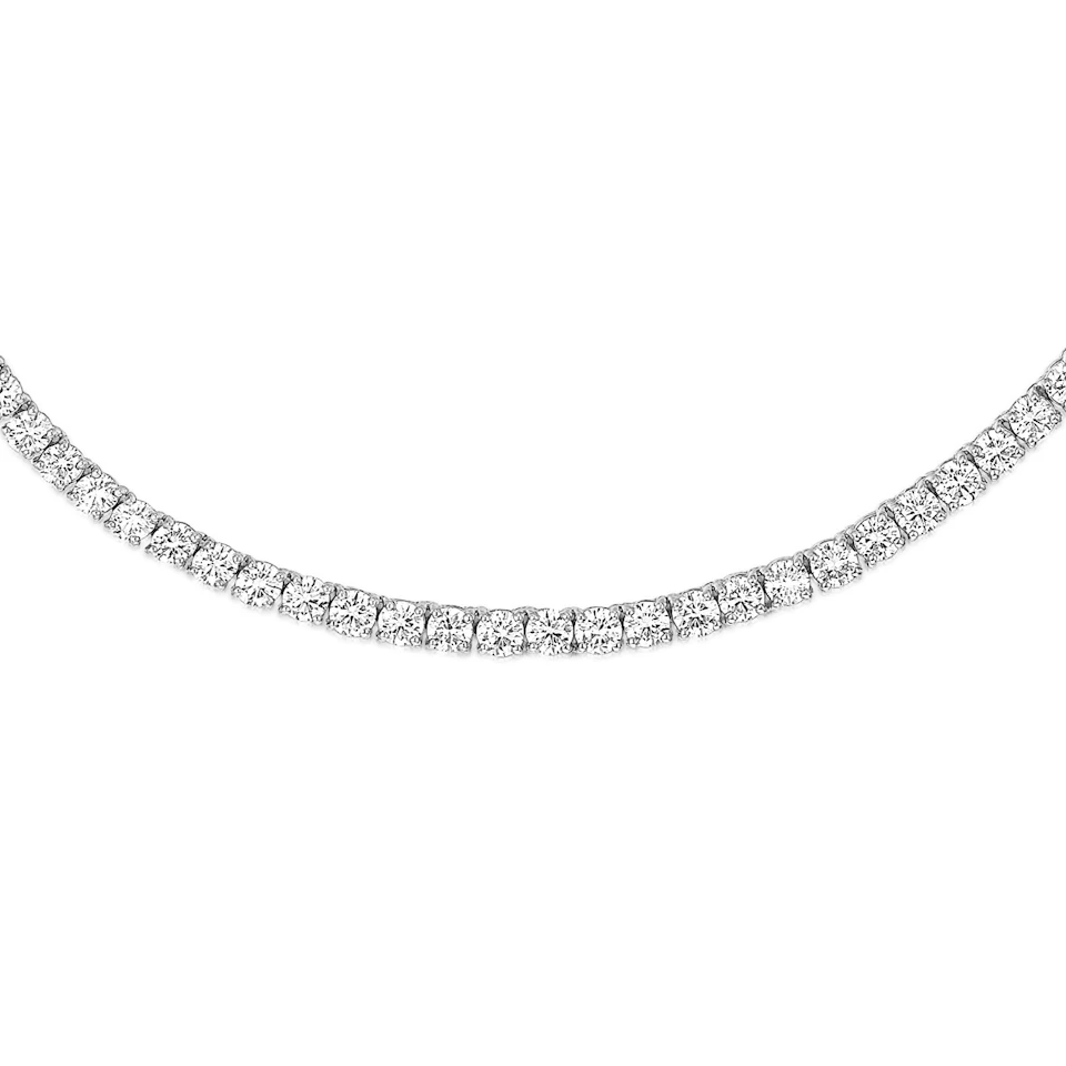 15.00ct Lab Diamond Tennis Necklace in 9K White Gold F/VS