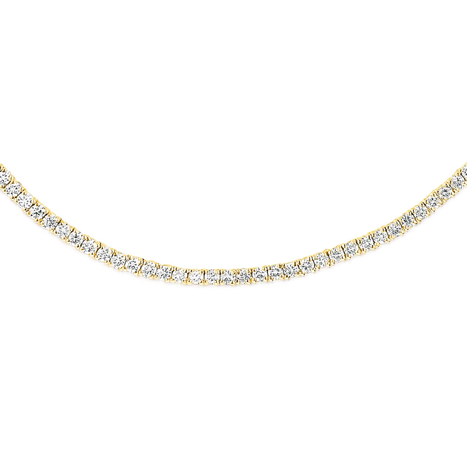 6.00ct Lab Diamond Tennis Necklace in 9K Yellow Gold F/VS