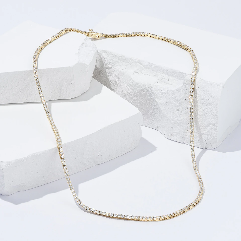 6.00ct Lab Diamond Tennis Necklace in 9K Yellow Gold F/VS