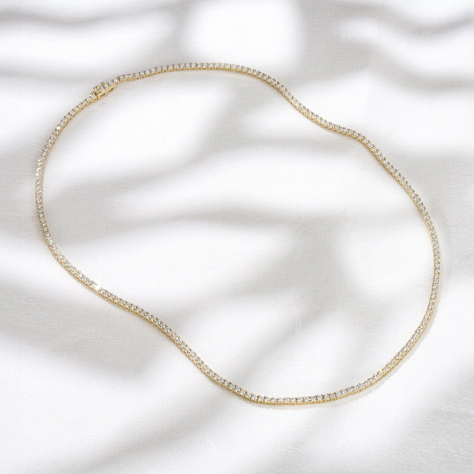 6.00ct Lab Diamond Tennis Necklace in 9K Yellow Gold F/VS