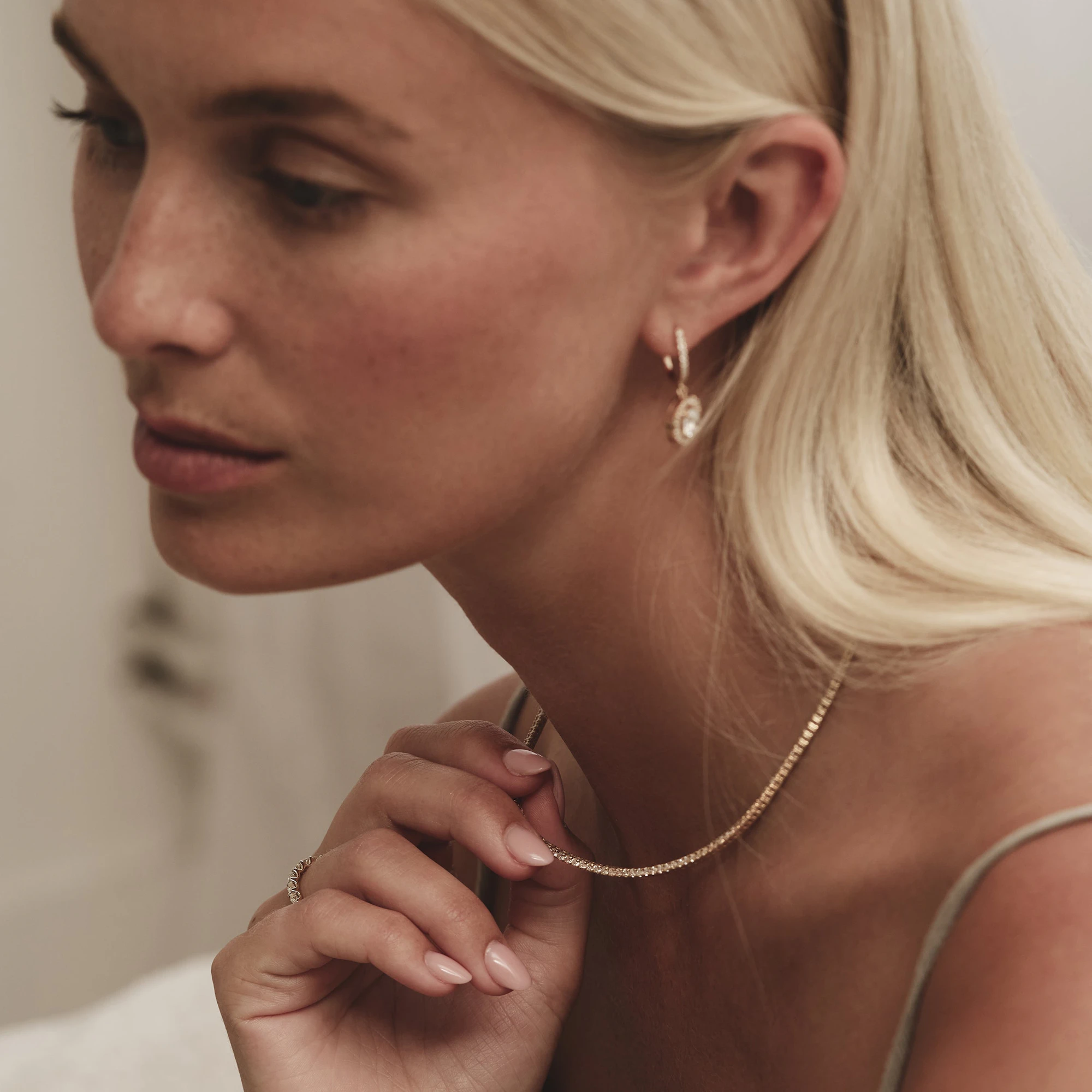 6.00ct Lab Diamond Tennis Necklace in 9K Yellow Gold G/VS