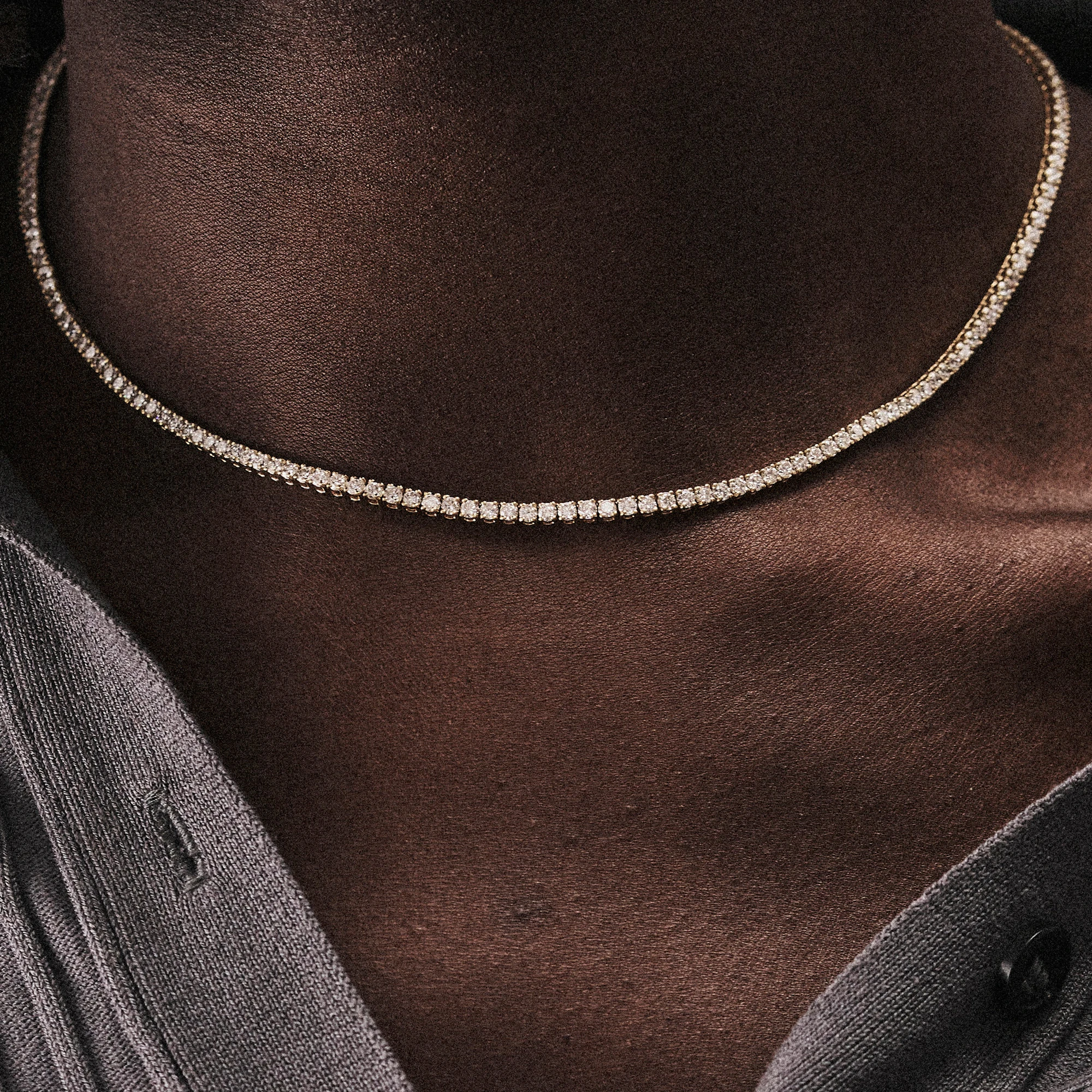 6.00ct Lab Diamond Tennis Necklace in 9K Yellow Gold G/VS