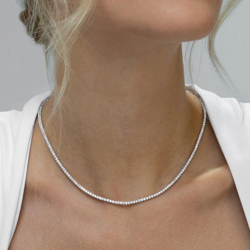 6.00ct Lab Diamond Tennis Necklace in 9K White Gold F/VS